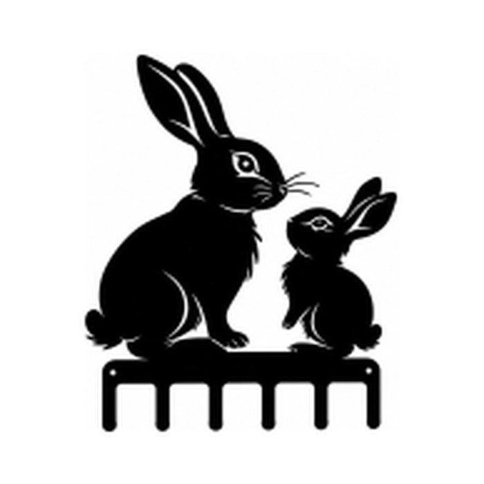 Portallaves de silueta Conejitos, corte láser